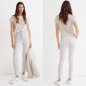 Madewell 10" High-Rise Skinny Crop Jeans in Pure White: Button-Front Edition
